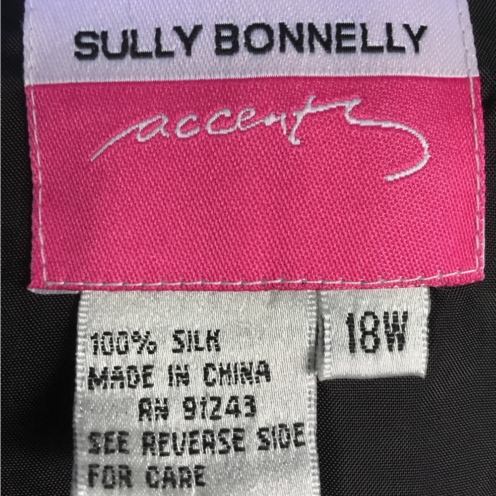 Vtg Sully Bonnelly Blue & Black Silk Dress Jacket Vintage Blazer 18 W 18W New - Picture 11 of 14
